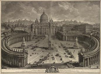 GIUSEPPE VASI Two etchings of St. Peters Basillica and the Vatican.